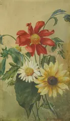 Slava Raškaj, Flower Bouquet with Daisy and Margaritas, 1893.-1895., watercolor on paper