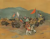 Krsto Hegedušić, Battle at Stubica, 1935., watercolor, ink and tempera on toned paper