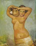 Josip Crnobori, Water Carrier, oil on canvas