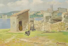 Slavko Tomerlin, Motif from Dalmatia, oil on cardboard
