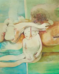 Between Two Flights by Nives Kavurić-Kurtović, 1975., oil on wood, offered Mar 2026