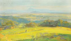 Matija Jama, View from Rašica to Ljubljana Field, oil on canvas