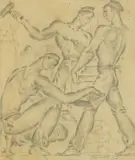 Lojze Dolinar, Renovation, 1945., pencil on paper