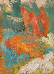 Rihard Jakopič, Swimmers, oil on slate