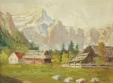 Josip Potočnik, Valley of Triglav, oil on board