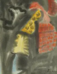 Abstraction by Stojan Aralica, watercolor on paper, sold Mar 2026