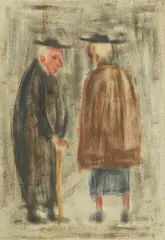 Vilim Svečnjak, Priest on a Walk, monotype on paper