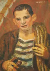 Ivan Mirković, Portrait of a Boy, oil on cardboard
