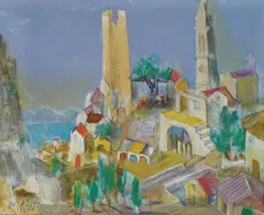 Mladen Veža, Painted Village, Oil on canvas