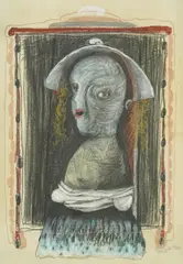 Nives Kavurić-Kurtović, Actress in front of the theater curtain, 1986./1987., charcoal, pastel, pencil and acrylic on paper