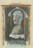 Nives Kavurić-Kurtović, Actress in front of the theater curtain, 1986./1987., charcoal, pastel, pencil and acrylic on paper