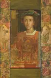 Mersad Berber, Young Man with a Laurel Wreath, 1999., oil on canvas and painted collages on board