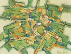 Jozo Janda, Summer Landscape, oil, tempera and gouache on canvas