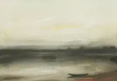 Božidar Kopić, Boat on the River, pastel on paper