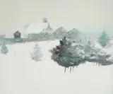 Josip Vaništa, Snowy Landscape, oil on canvas