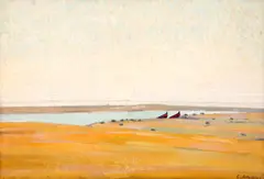 Amiază dobrogeană by Constantin Artachino, anii '30, ulei pe placaj, sold Mar 2026
