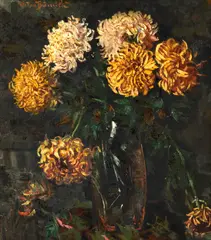 Crizanteme by Octav Băncilă, 1925-1930, ulei pe pânză, sold Mar 2026