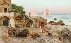 Michele Federico, Pescari în Capri, anii '20, ulei pe pânză