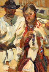 O pereche by Rudolf Schweitzer–Cumpăna, 1927, ulei pe carton, offered Mar 2026