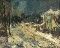 Peisaj de iarnă by Rudolf Schweitzer–Cumpăna, anii '50, ulei pe carton, offered Mar 2026