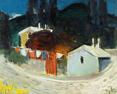 Gheorghe G. Vânătoru, Stradă din Mangalia, 1966, ulei pe pânză lipită pe carton