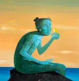 Felix Aftene, Meditație, 2022, acrilic pe pânză