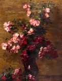 Stefan Popescu, Flori de măceș, 1918, ulei pe carton