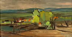 Henri Catargi, Margine de sat, 1941, ulei pe pânză