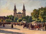 Ferenc Ács, Zi de târg în Budapesta, ulei pe pânză lipită pe placaj