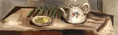 Micaela Eleutheriade, Ceaiul de la ora cinci, 1930, ulei pe pânză lipită pe carton