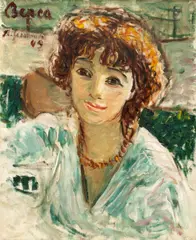 Dimitrie Berea, Tânără în alb, 1949, ulei pe pânză