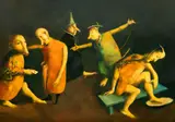 Georges Mazilu, La cour des miracles, acrilic pe pânză