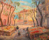 Paul Scorţescu, Piață în sudul Franței, anii '40, ulei pe pânză