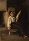 Nicolae Grigorescu, Țărăncuță cu fuior, 1870-1875, ulei pe lemn