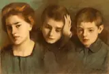 Ștefan Luchian, Trei frați, cca. 1910, pastel și cărbune pe hârtie lipită pe carton