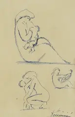 Frano Kršinić, Sketch of mother and child, pen on paper