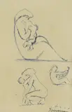 Frano Kršinić, Sketch of mother and child, pen on paper