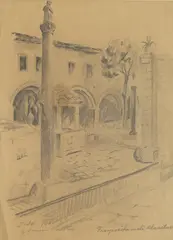 Juraj Plančić, Franciscan Small Cloister, 1926., pencil on paper