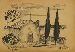 Tomislav Krizman, St. Nicholas on Marjan, 1930., ink wash on paper
