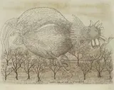 Matija Skurjeni, Rooster fighting with a viper, serigraphy on paper
