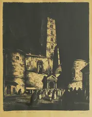 Ljubo Babić, Old Zagreb Cathedral, lithograph on paper