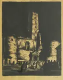Ljubo Babić, Old Zagreb Cathedral, lithograph on paper