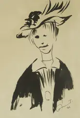 Vanja Radauš, Girl with a Hat, 1971., brush ink on paper