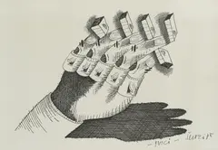 Miroslav Šutej, Ink from the cycle "hands", 1978., ink wash on paper