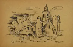 Tomislav Krizman, Great Varoš, 1930., ink on paper