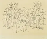 Ivan Generalić, Deer in the Forest, serigraphy on paper