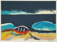 Edo Murtić, Boat by the Sea, 1995., serigraphy on paper