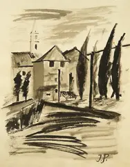 Juraj Plančić, Coastal View, ink and washed ink on paper