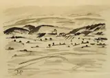 Juraj Plančić, Coastal Landscape, ink and washed ink on paper