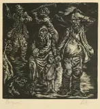 Antun Zuppa, Beggars, linocut on paper
